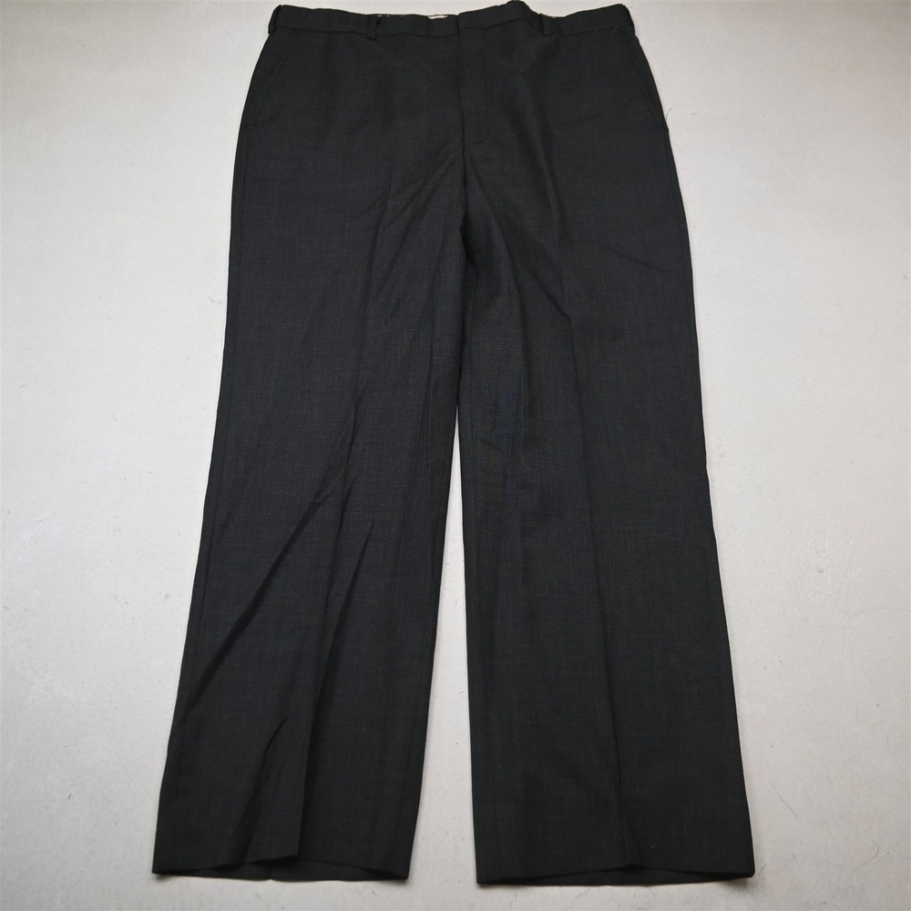 Vtg Bill Blass 36x30 Gray Wool Flat Front Classic Dress Mens Pants